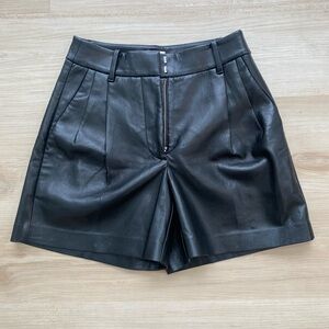 Wilfred Black Faux Leather High-Waist Pleated Shorts